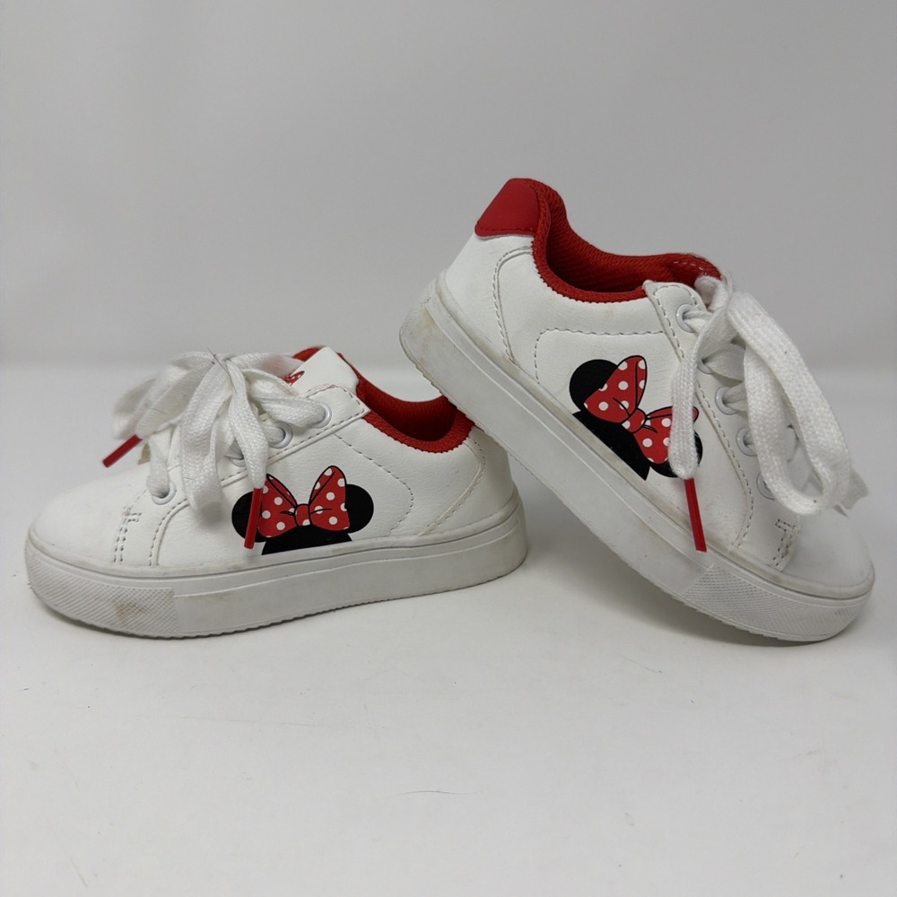Disney Minnie Mouse White And Red And Black Sneakers Kids Size 7